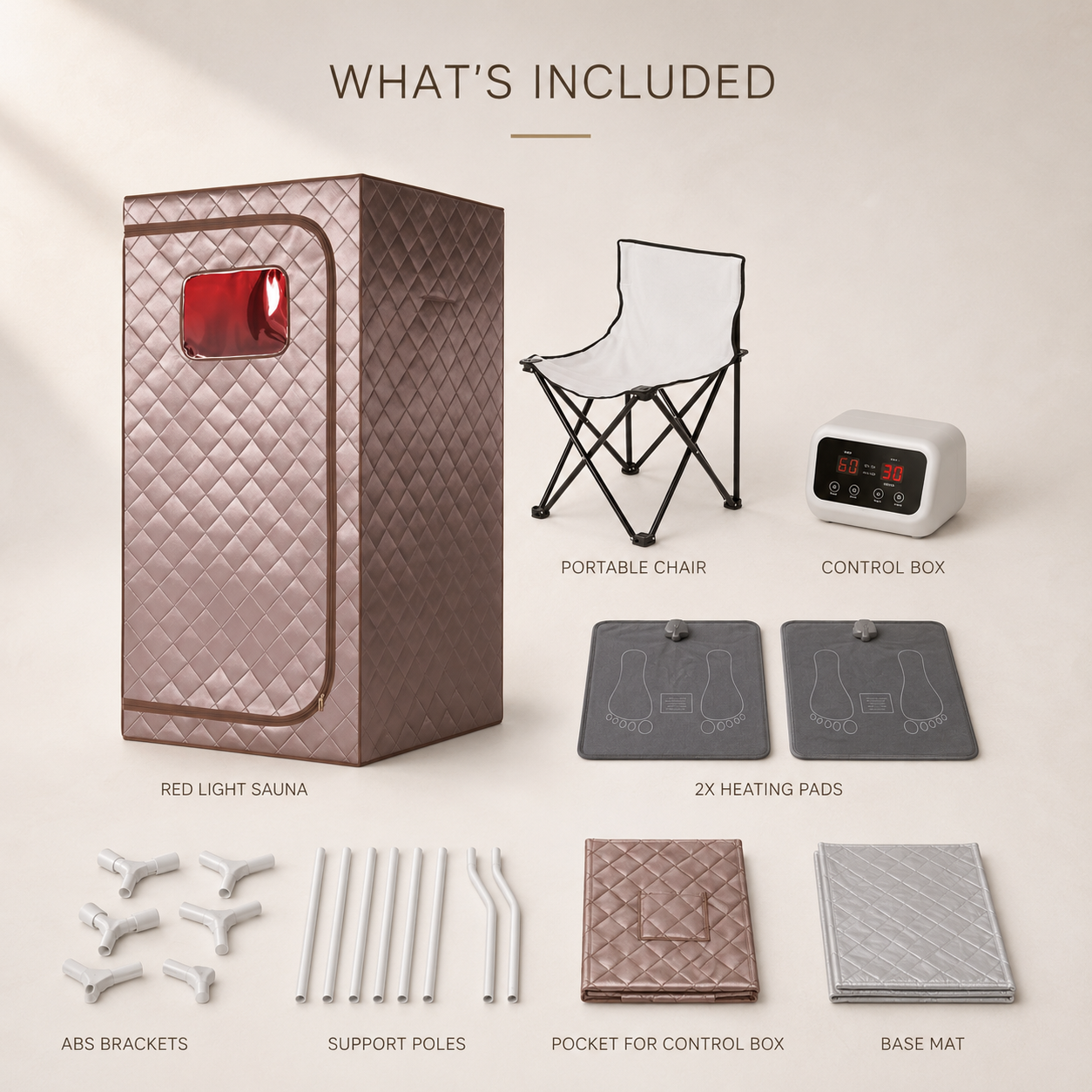 Portable 1 Person Standing Red Light Sauna - Rose Gold