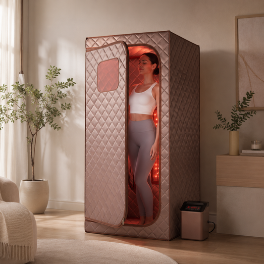 Portable 1 Person Standing Red Light Sauna - Rose Gold