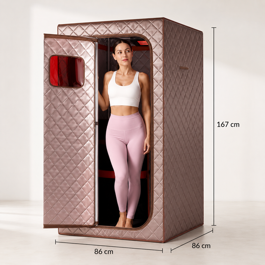 Portable 1 Person Standing Red Light Sauna - Rose Gold