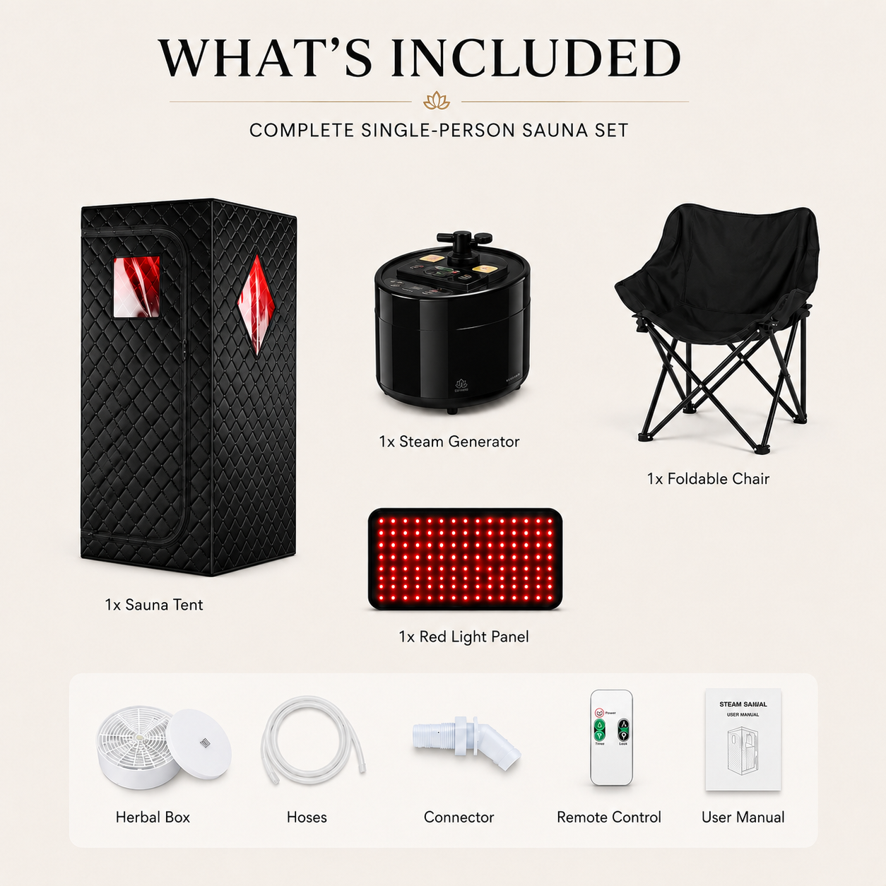 Portable 1 Person Red Light Therapy Steam Sauna